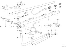 E34 525i M20 Sedan / Fuel Preparation System/  Valves Pipes Of Fuel Injection System