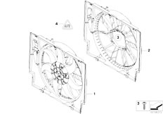 E60N 535d M57N2 Sedan / Radiator Fan Shroud Fan