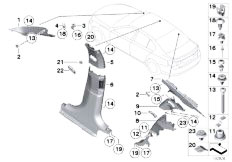 F01 740i N54 Sedan / Vehicle Trim/  A B C Pillars