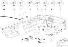 E38 750i M73 Sedan / Vehicle Trim/  Equipment Of High Polished Nutwood