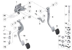 E89 Z4 35i N54 Roadster / Pedals/  Pedal Assembly W Over Centre Helper Spring