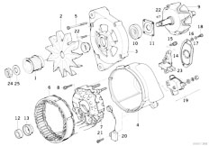 E32 750i M70 Sedan / Engine Electrical System/  Alternator Parts 140a