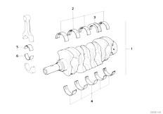 E30 316i M40 2 doors / Engine/  Crankshaft With Bearing Shells