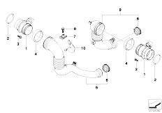 E65 740d M67 Sedan / Fuel Preparation System Hot Film Air Mass Meter Clean Air Pipe