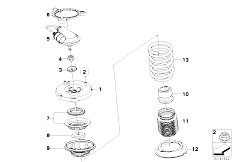 E64 M6 S85 Cabrio / Front Axle/  Coil Spring Guide Support Attach Parts