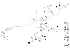 E88 120i N46N Cabrio / Exhaust System Front Silencer