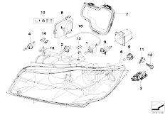 E90 316i N45 Sedan / Lighting/  Single Components F Headlight Xenon Alc