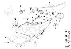 E61 530xd M57N2 Touring / Lighting/  Single Components F Headlight Xenon Alc
