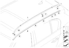 E61N M5 S85 Touring / Vehicle Trim/  Roof Moulding Rail
