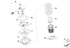 E67 760LiS N73 Sedan / Front Axle Coil Spring Guide Support Attach Parts