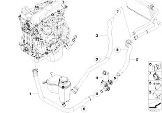 E90 320i N46N Sedan / Heater And Air Conditioning/  Additional Water Pump Water Hose Valve