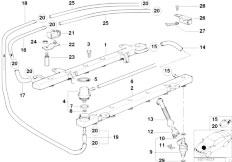 E38 750iL M73 Sedan / Fuel Preparation System/  Valves Pipes Of Fuel Injection System