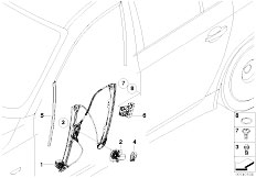 E61 530xi N52 Touring / Vehicle Trim/  El Front Door Window Lifting Mechanism