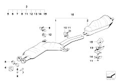 E32 730iL M30 Sedan / Exhaust System/  Exhaust System Rear