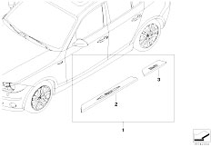 E87 116i N45 5 doors / Vehicle Trim/  Door Sill Strip Retrofit Kit St Steel