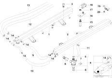 E38 750i M73N Sedan / Fuel Preparation System/  Valves Pipes Of Fuel Injection System