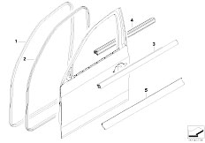 E90 318i N43 Sedan / Bodywork/  Door Weatherstrip Front