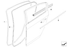 E90 318i N43 Sedan / Bodywork/  Door Weatherstrip Rear