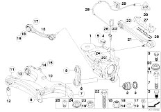 E70 X5 3.0si N52N SAV / Rear Axle/  Rear Axle Support Wheel Suspension