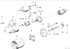 E34 530i M30 Sedan / Engine Electrical System Starter Parts 1 7kw