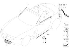 E85 Z4 3.0i M54 Roadster / Vehicle Trim/  Exterior Trim Grille Seals