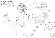 E90N 335d M57N2 Sedan / Steering/  Power Steering Oil Pipe Active Steering