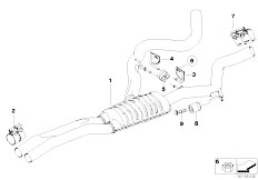 E90N 335i N54 Sedan / Exhaust System/  Centre Muffler