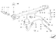 E34 535i M30 Sedan / Fuel Preparation System Valves Pipes Of Fuel Injection System