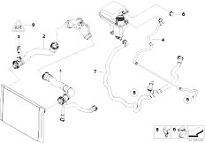 E66 730Li M54 Sedan / Radiator Cooling System Water Hoses