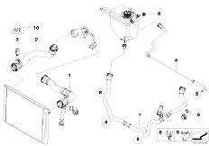 E60 530i M54 Sedan / Radiator/  Cooling System Water Hoses-2