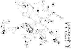 E64 650i N62N Cabrio / Radiator/  Cooling System Water Hoses