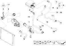 E65 760i N73 Sedan / Radiator Cooling System Water Hoses