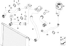 E63 M6 S85 Coupe / Radiator Cooling System Water Hoses