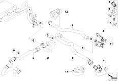 E60 540i N62N Sedan / Heater And Air Conditioning/  Water Valve Water Hose Ihka Basis