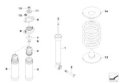 E85 Z4 2.5i N52 Roadster / Rear Axle Rear Spring Strut Mounting Parts