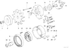 E34 520i M20 Sedan / Engine Electrical System Alternator Individual Parts 80a