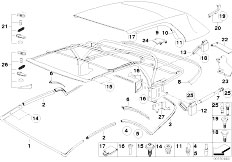 E46 325Ci M54 Cabrio / Sliding Roof Folding Top/  Folding Top Mounting Parts