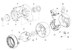 E36 318i M40 Sedan / Engine Electrical System Alternator Individual Parts 105a