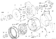 E34 525i M50 Sedan / Engine Electrical System/  Alternator Parts 90a