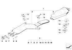 E32 750iLS M70 Sedan / Exhaust System Exhaust System Rear