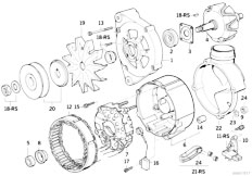 E34 525i M20 Sedan / Engine Electrical System/  Alternator Individual Parts 115a