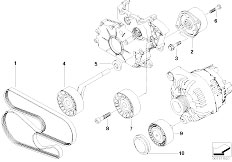 E63N 635d M57N2 Coupe / Engine Belt Drive Water Pump Alternator