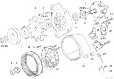 E34 M5 3.6 S38 Sedan / Engine Electrical System Alternator Individual Parts 115a