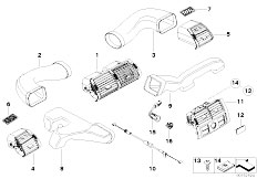 E53 X5 4.6is M62 SAV / Heater And Air Conditioning Air Outlet