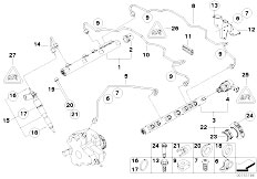 E65 745d M67N Sedan / Fuel Preparation System/  High Pressure Accumulator Injector Line