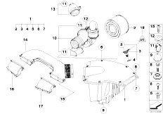 E87 130i N52 5 doors / Fuel Preparation System/  Intake Silencer Filter Cartridge Hfm