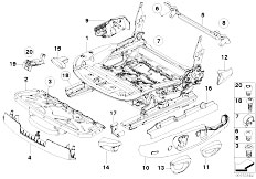 E92 330xi N53 Coupe / Seats/  Front Seat Rail Mechanical Single Parts