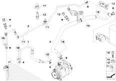 E61 525i M54 Touring / Heater And Air Conditioning Coolant Lines