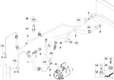 E65 750i N62N Sedan / Heater And Air Conditioning Coolant Lines