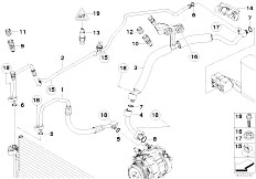E61 545i N62 Touring / Heater And Air Conditioning Coolant Lines
